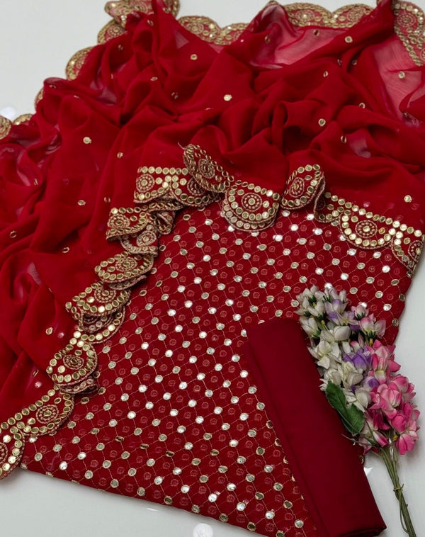 Hibha BHUKARI  9mm Golden Pani Mirror -RED