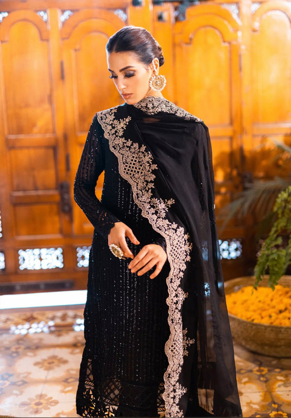 Azure Heavy Embroidered with Sequence work Party wear Black