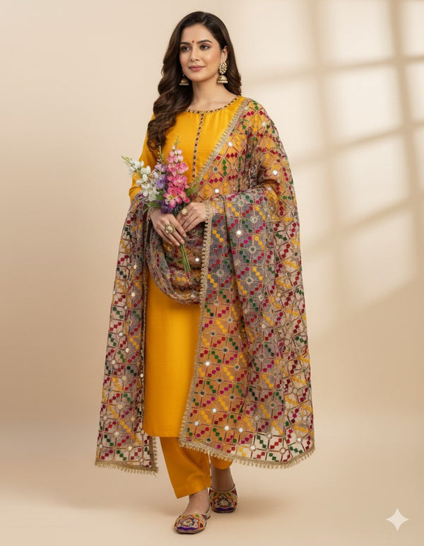 Full Heavy Embroidered Gift Pack with Shoes Free D-Yellow