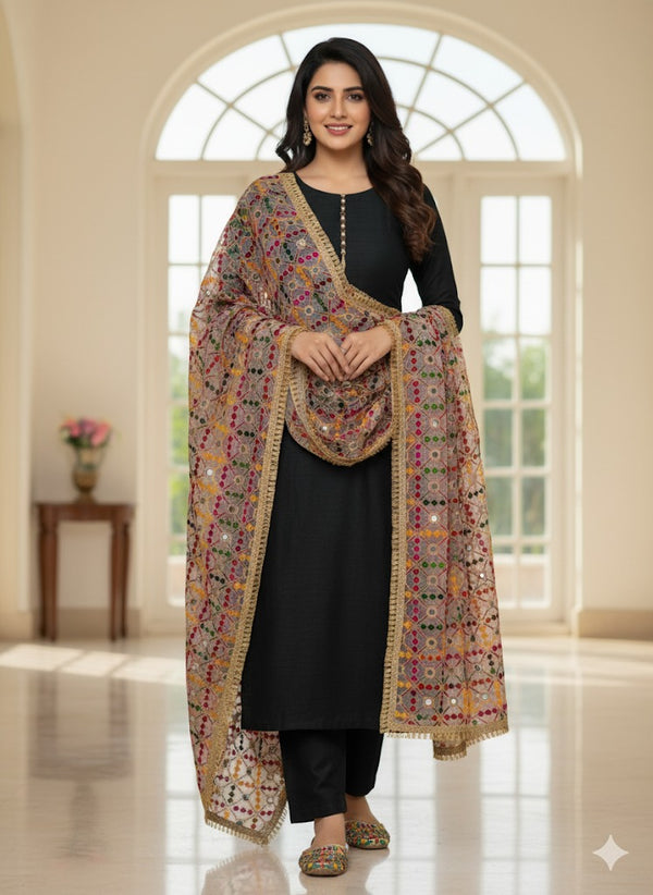 Full Heavy Embroidered Gift Pack with Shoes Free D-Black