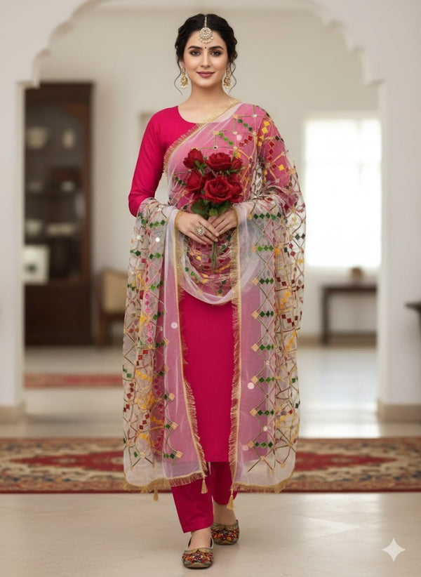 Full Heavy Embroidered Gift Pack with Shoes Free D-Pink