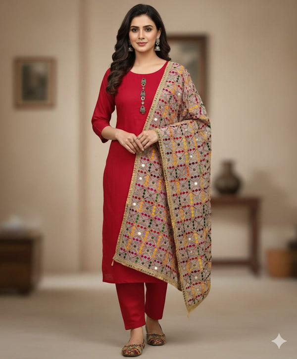 Full Heavy Embroidered Gift Pack with Shoes Free D-REd